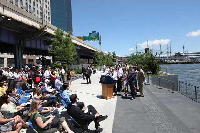 Mayor Bloomberg opening up the East River Esplanade earlier this summer.